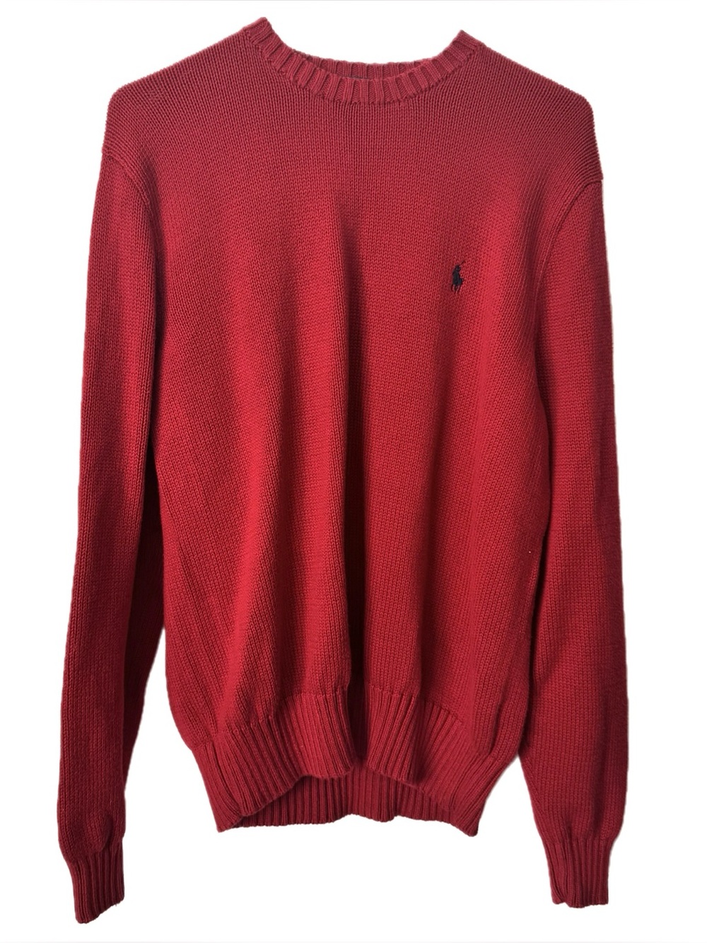 Polo Ralph Lauren Red Pima Cotton Knit Sweater Men’s Large Crewneck Pullover